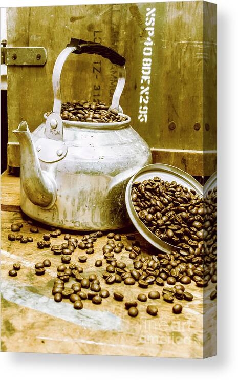 Old Canvas Print featuring the photograph Bean shop cafe by Jorgo Photography