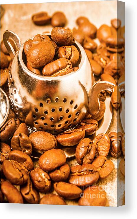 Teapot Canvas Print featuring the photograph Beans the little teapot by Jorgo Photography