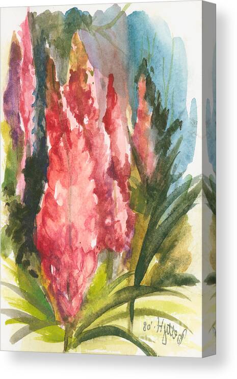 Flowers Canvas Print featuring the painting Beauties - Note Card by Elisabeta Hermann