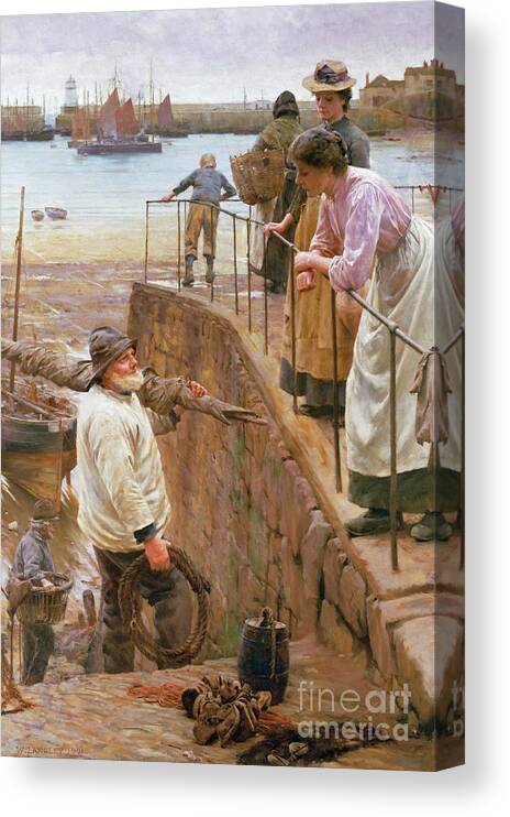 Fisherman Canvas Print featuring the painting Between the Tides by Walter Langley