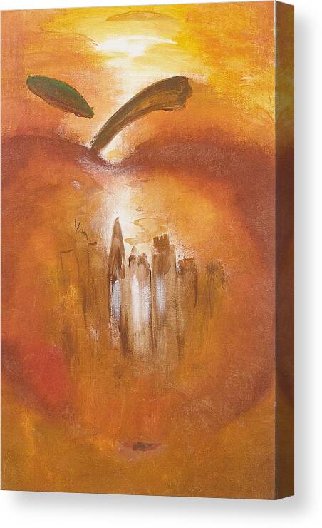 Abstract Painting Big Apple New York City Canvas Print featuring the painting Big Apple by Miroslaw Chelchowski