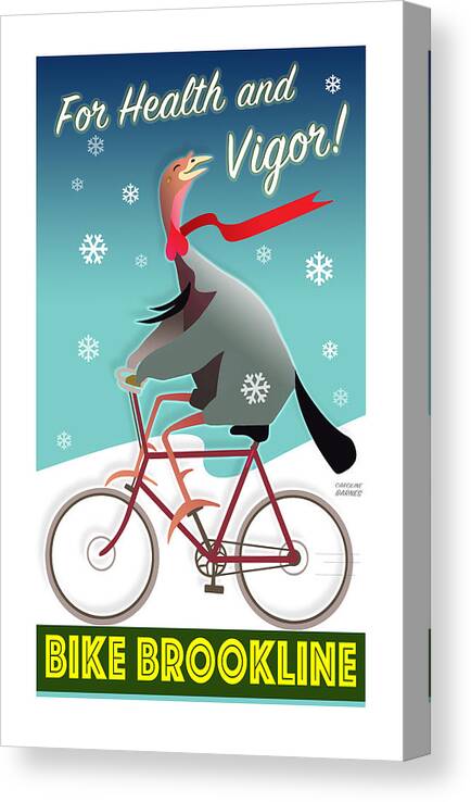 Brookline Turkeys Canvas Print featuring the digital art Bike Brookline by Caroline Barnes