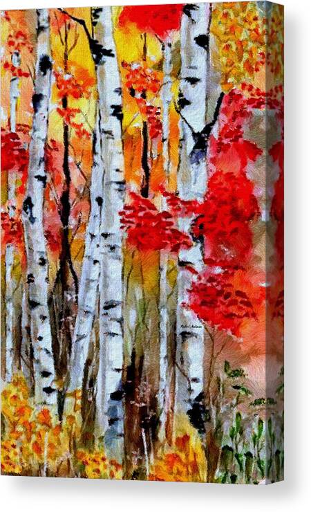 Birch Trees Canvas Print featuring the digital art Birch Trees in Fall by Rafael Salazar