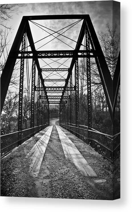Bridge Canvas Print featuring the photograph Bird Bridge Black and White by Eric Benjamin