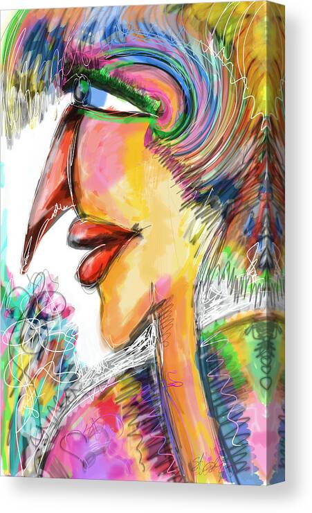 Lady Canvas Print featuring the digital art Bird Lady by Sladjana Lazarevic