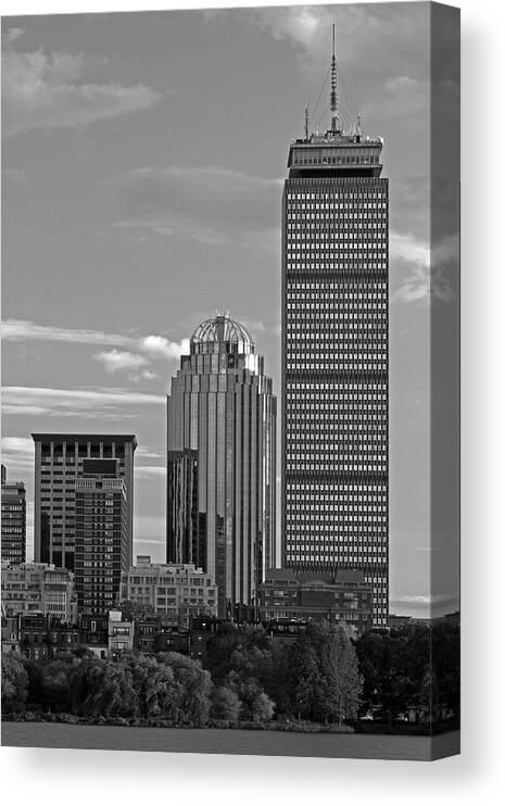 B&w Boston Prudential Center Canvas Print featuring the photograph Black And White Boston Prudential Center by Juergen Roth