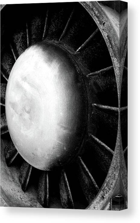 Black And White Canvas Print featuring the photograph Black and White Burnt Out Fan 2228 BW_2 by Steven Ward