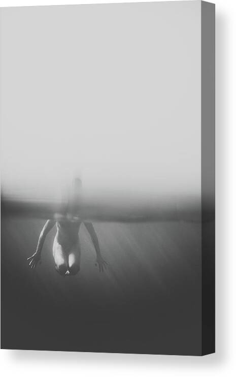 Swim Canvas Print featuring the photograph Black and White Underwater by Gemma Silvestre