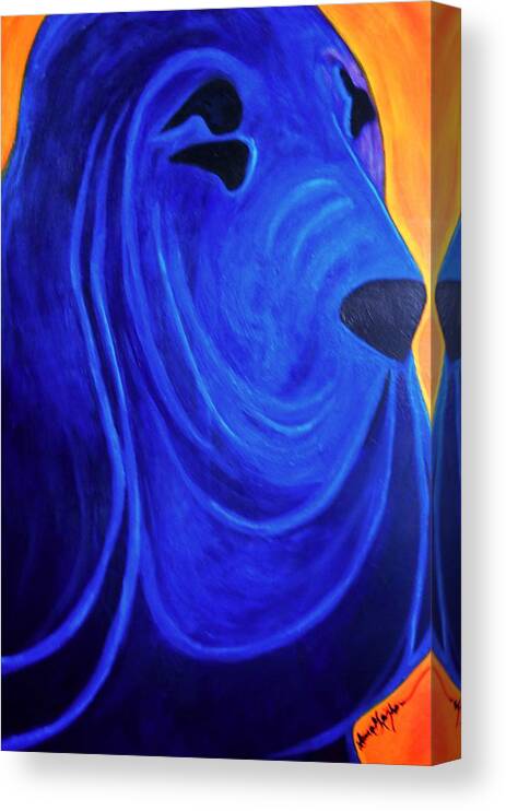 Dogs Art Canvas Print featuring the painting Bloodhound- BLUEBLOOD II by Laura Grisham