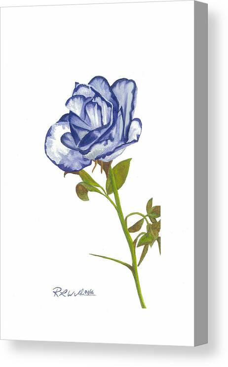 Rose Canvas Print featuring the painting Blue Rose #2 by Ronald Wilkie