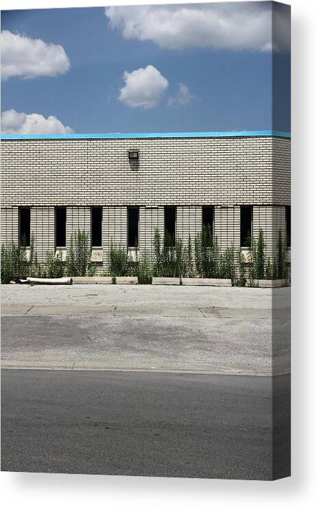 Industrial Canvas Print featuring the photograph Blue Trim by Kreddible Trout