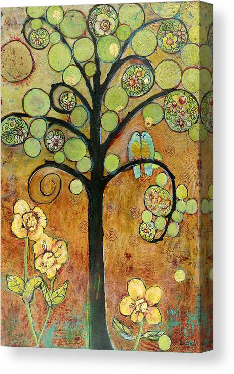 Sun Canvas Print featuring the painting Boho Bluebird Tree of Life by Blenda Studio