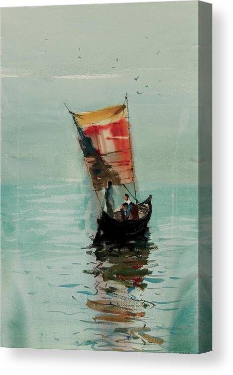 Boat Canvas Print featuring the painting Boat by Helal Uddin