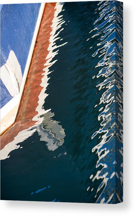 Abstract Canvas Print featuring the photograph Boatside Reflection by Robert Potts