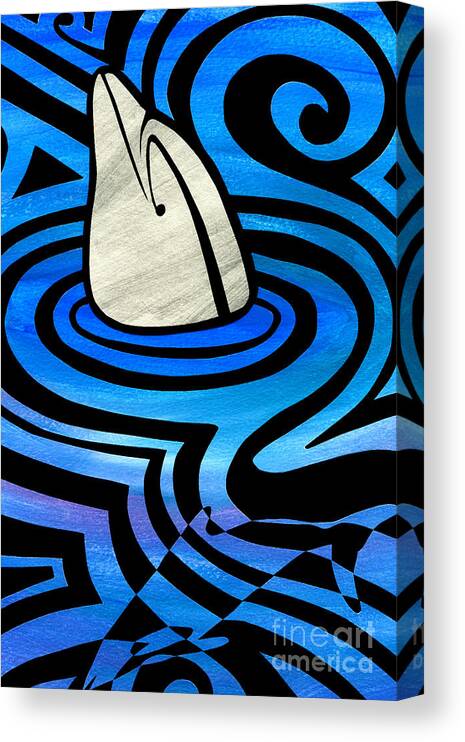 Dolphin Canvas Print featuring the painting Bottlenose Ocean by Roseanne Jones