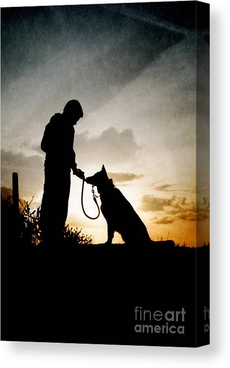 Boy Canvas Print featuring the photograph Boy and his dog by Clayton Bastiani