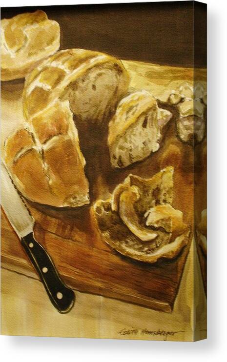 Bread Canvas Print featuring the painting Bread Board by Edith Hunsberger