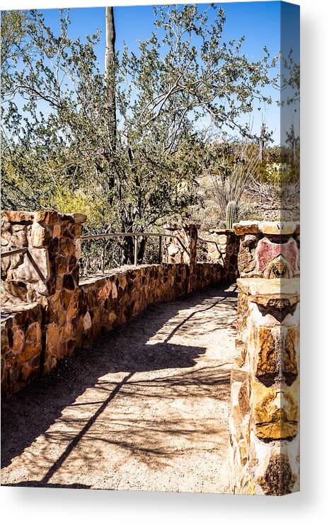 Arid Canvas Print featuring the photograph Bridge over Desert Wash by Lawrence Burry