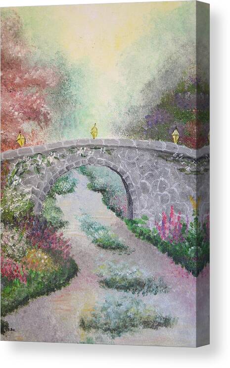 Bridge Canvas Print featuring the painting Bridge by Melissa Wiater Chaney