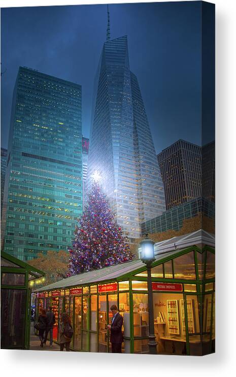 Bryant Park Christmas Market Canvas Print featuring the photograph Bryant Park Christmas Market by Mark Andrew Thomas