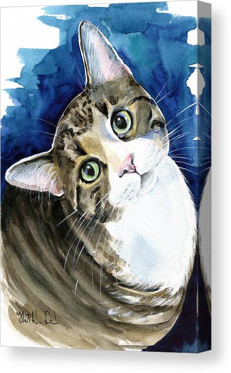 Bubbles Canvas Print featuring the painting Bubbles - Tabby Cat Painting by Dora Hathazi Mendes
