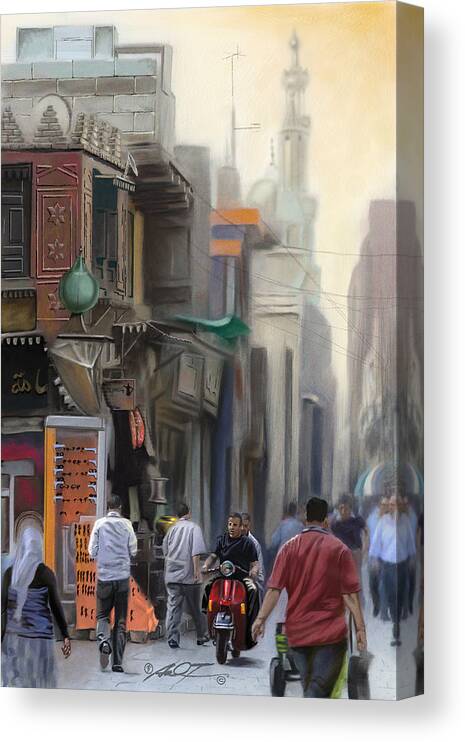 Egypt Canvas Print featuring the painting Cairo Street Market by Dale Turner