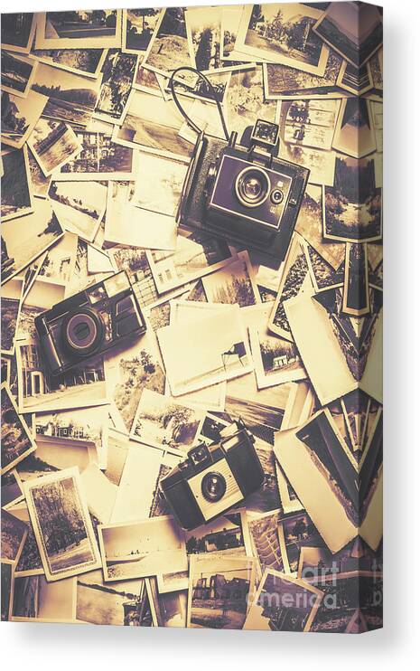 Nostalgia Canvas Print featuring the photograph Cameras on a visual storyboard by Jorgo Photography