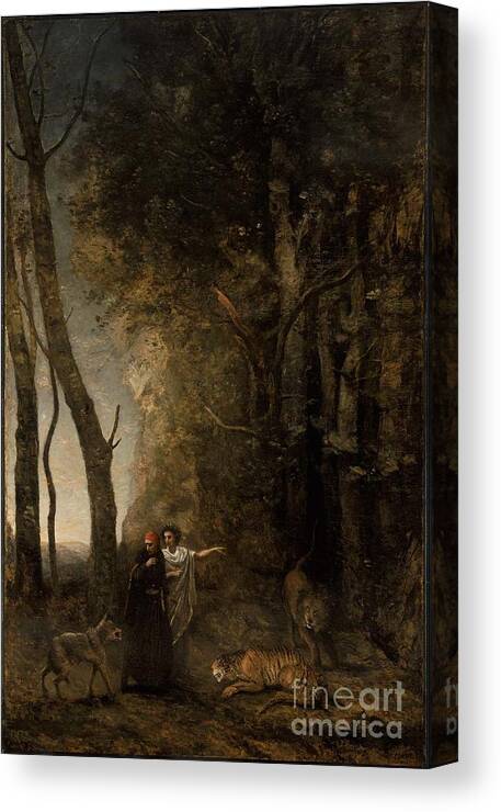 Dante And Virgil 1859 Jean-baptiste-camille Corot (french Canvas Print featuring the painting Camille Corot by MotionAge Designs