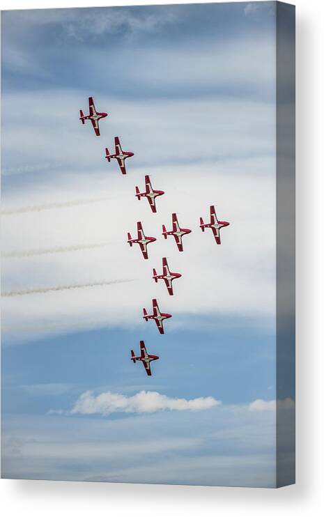 Airport Canvas Print featuring the photograph Canadian Snowbird Formation by Bill Cubitt