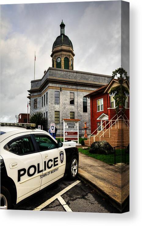 Museum Canvas Print featuring the photograph Car And Courthouse by Greg and Chrystal Mimbs