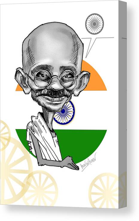 Mahatma Gandhi and Indian Flag Canvas Print / Canvas Art by Helen Von  Allmen - Pixels