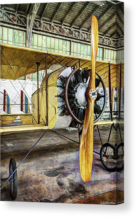 Caudron G3 Canvas Print featuring the photograph Caudron G3 Propeller and Cockpit - Vintage by Weston Westmoreland