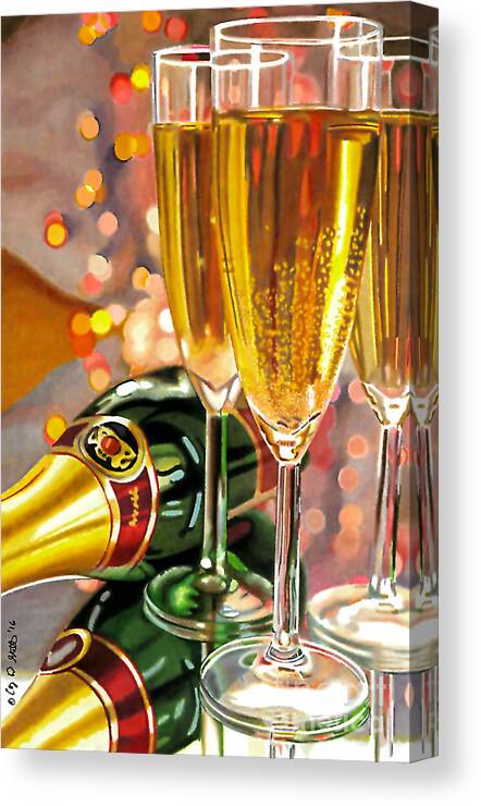 Champagne Canvas Print featuring the drawing Champagne Wishes by Cory Still