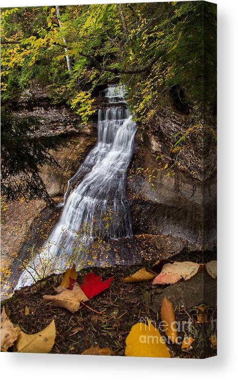 Chapel Falls Canvas Print featuring the photograph Chapel Falls on an Autumn Day 2225 by Norris Seward