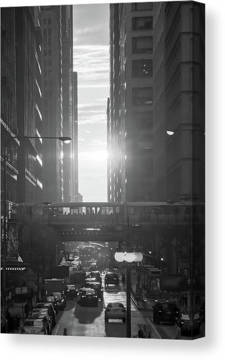 Chicago Canvas Print featuring the photograph ChicagoHenge BW by Tony HUTSON