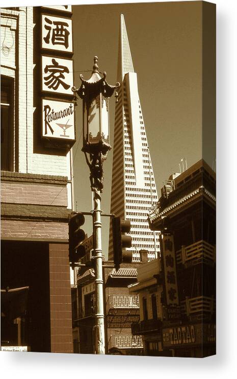 San+francisco Canvas Print featuring the photograph CHINATOWN SAN FRANCISCO - Vintage Photo Art by Peter Potter