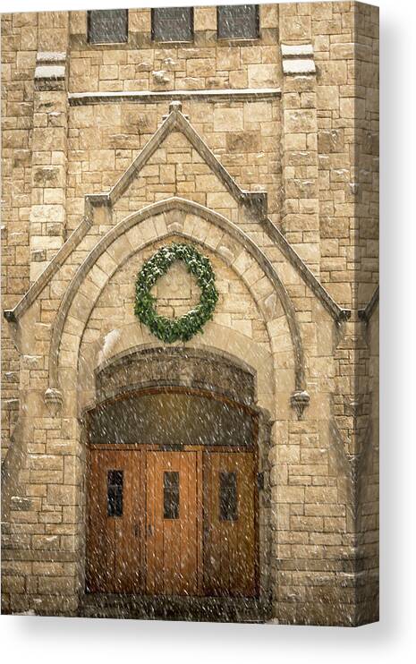 Christmas Canvas Print featuring the photograph Christmas at Stone Chapel by Allin Sorenson