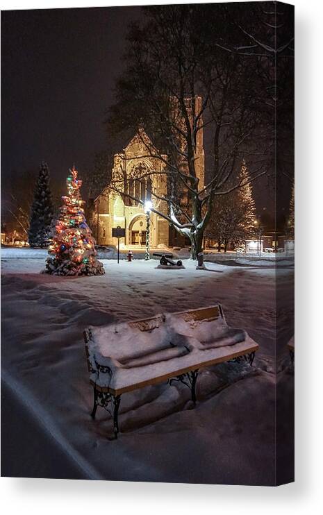  Canvas Print featuring the photograph Church of St Mary St Paul at Christmas by Kendall McKernon