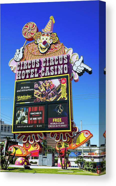 Circus Circus Canvas Print featuring the photograph Circus Circus Sign in the Day by Aloha Art
