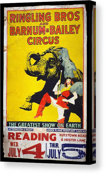 1950 Canvas Print featuring the photograph CIRCUS POSTER, c1950 by Granger