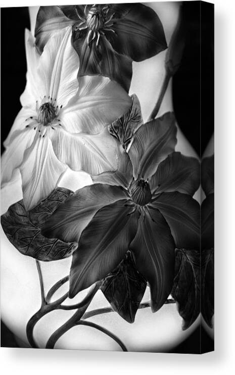 Flowers Canvas Print featuring the photograph Clematis Overlay by Jessica Jenney