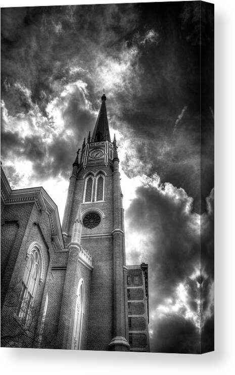 Royal Canvas Print featuring the photograph Cloudy Assumption Black and White by FineArtRoyal Joshua Mimbs