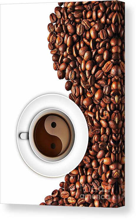 Coffee Canvas Print featuring the digital art Coffee yin and yang by Binka Kirova