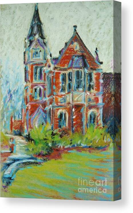 Library Canvas Print featuring the pastel College Life by K M Pawelec