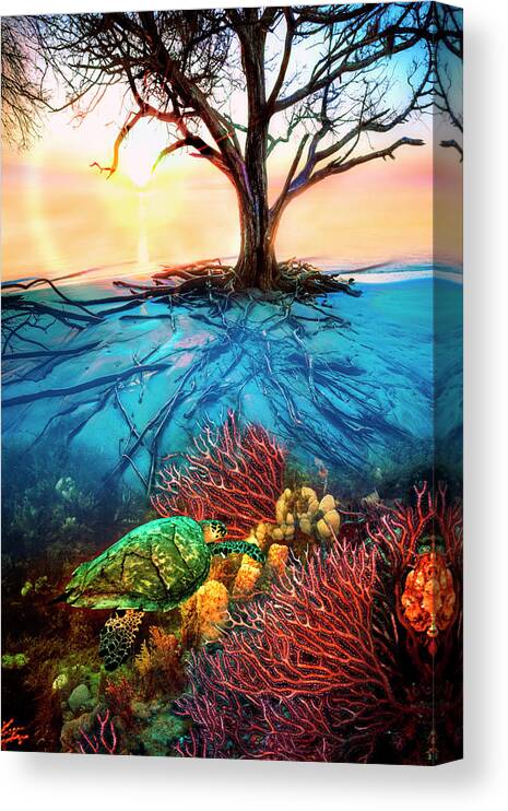 Clouds Canvas Print featuring the photograph Colorful Coral Seas by Debra and Dave Vanderlaan