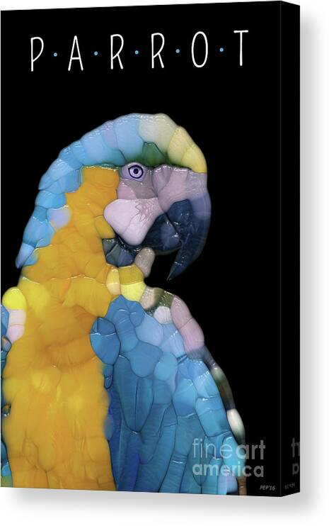 Parrot Canvas Print featuring the digital art Colorful Glass Parrot by Phil Perkins