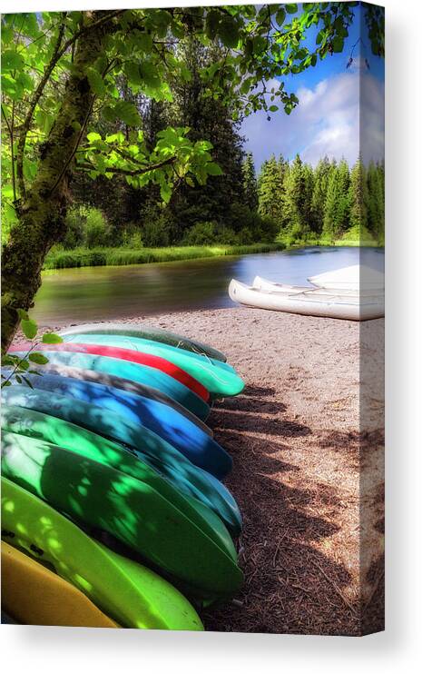 Boats Canvas Print featuring the photograph Colorful Kayaks by Cat Connor