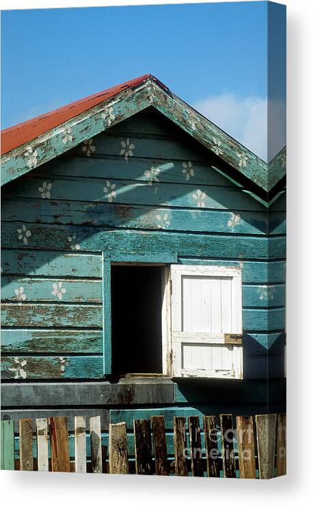 Ambergris Caye Canvas Print featuring the photograph Colorful shack by John Greim