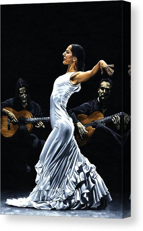 Flamenco Canvas Print featuring the painting Concentracion del Funcionamiento del Flamenco by Richard Young