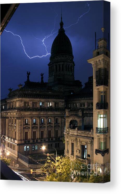 Landscape Canvas Print featuring the photograph Congeso Lightning 2 by Balanced Art